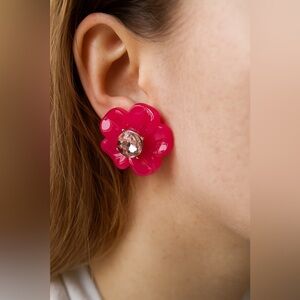 BNIB Pink Floral Stud Earrings